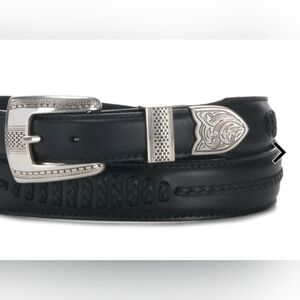 Onyx by Brighton Men's Black Salina Leather 1 1/4''  Western Belt Braided Sz 54